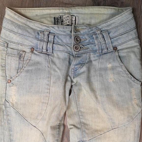 Vintage faded acid washed stretch denim jeans - Picture 4 of 5
